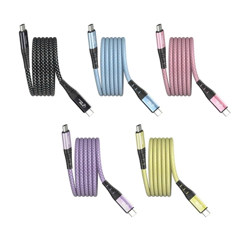 cáp bện dù cuộn từ tính  USB-C sang C W3 240W 1.2m/2m sạc nhanh