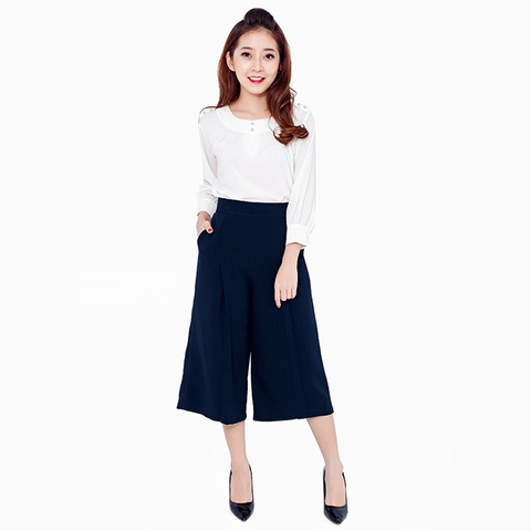 Quần culottes ống rộng xếp ly