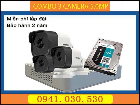 Trọn bộ camera quan sát: 3 camera thân 5.0MP