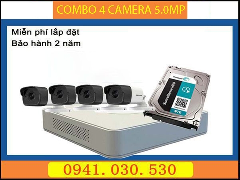 Trọn bộ camera quan sát: 4 camera thân 5.0MP