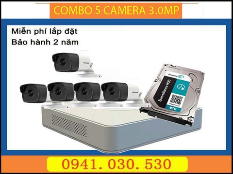Trọn bộ camera quan sát: 5 camera thân 3.0MPX