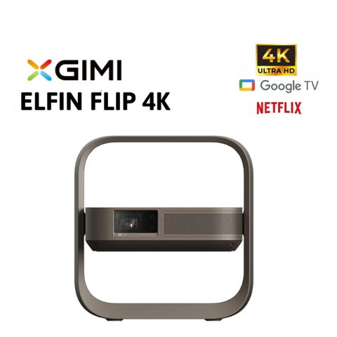Xgimi Elifn Flip 4K - Máy chiếu thông minh tích hợp Google TV và Netflix chính chủ, sử dụng công nghệ DLP, độ sáng 1.600 ISO lumens, độ phân giải chuẩn 4K UHD cho hình ảnh và màu sắc cực đẹp