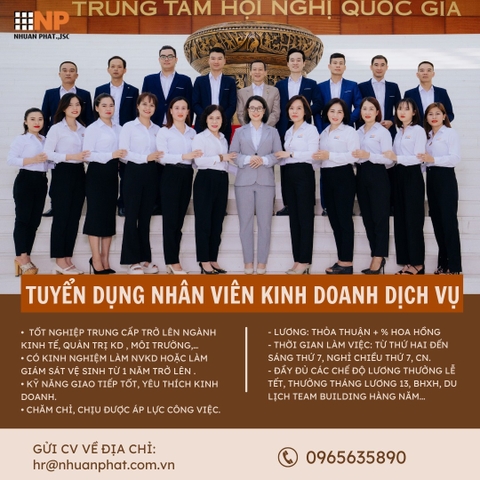 NHUẬN PHÁT - TUYỂN DỤNG NHÂN VIÊN KINH DOANH KHỐI DỊCH VỤ VỆ SINH HÀNG NGÀY