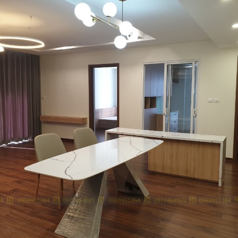 Bàn ăn BA01 - Mặt đá chân thép sơn tĩnh điện