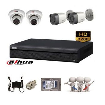 Trọn bộ CAMERA HD1080P DAHUA 1200RP VÀ ĐẦU GHI XVR4104HS