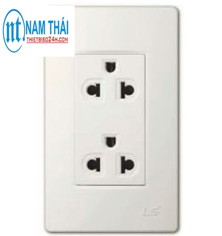 Ổ cắm đôi , 2 gang Socket ( Outlet) LS - Korea ( LSV - OB2W + LSV - OP2W)