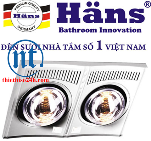 Đèn sưởi nhà tắm phòng tắm hans 2 bóng công suất 550W / H2B610