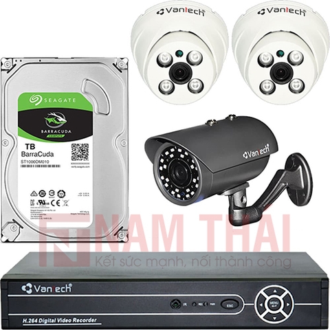 Lắp đặt trọn bộ 3 camera giám sát 1.0M Vantech