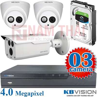 Lắp đặt trọn bộ 3 camera giám sát 4.0MP Kbvision