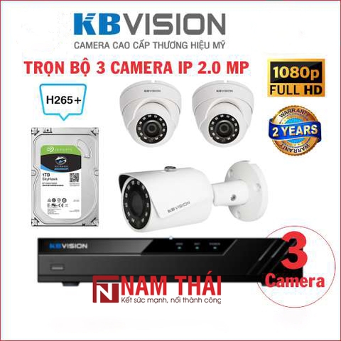 Lắp đặt trọn bộ 3 camera IP giám sát 2.0MP Kbvision