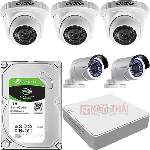 Lắp đặt trọn bộ 5 camera giám sát 2.0MP Hikvision