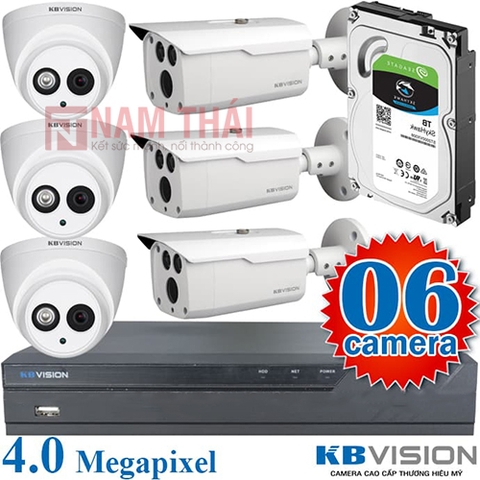 Lắp đặt trọn bộ 6 camera giám sát 4.0MP KBvision
