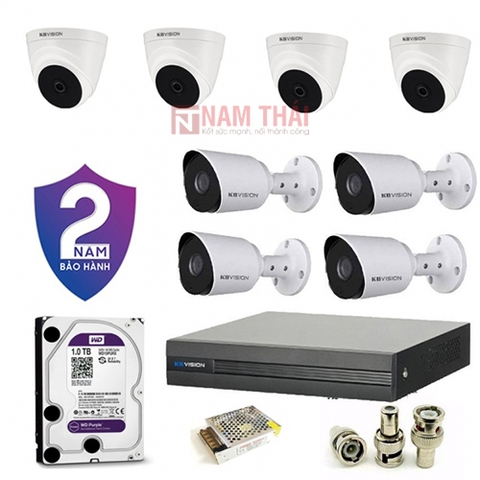 Lắp đặt trọn bộ 8 camera IP giám sát 1.0MP KBvision