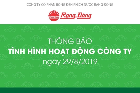 THÔNG BÁO HOẠT ĐỘNG CÔNG TY NGÀY 29/8/2019