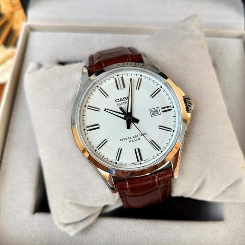 CASIO STANDARD MTS-100L-7AVDF DÂY DA | MTS-100L-7A - KÍNH SAPPHIRE - PIN 10 NĂM