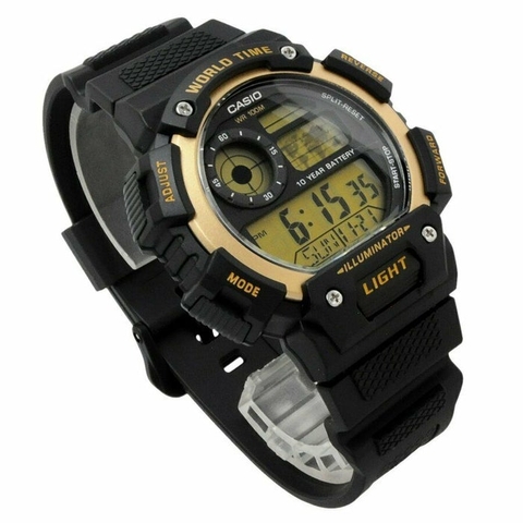 Casio Worldtime AE-1400WH-9A Pin 10 năm - Chống nước 100m bơi lội - Giờ thế giới