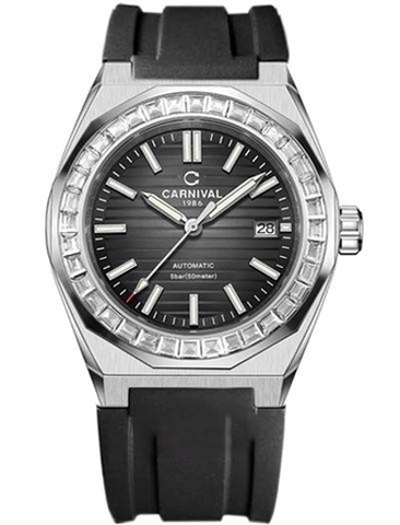 Đồng Hồ Nam Dây Cao Su Carnival 8107G-VT-DCS Automatic - Kính Sapphire - Size 42mm - 2 Màu - 8107G-VT-DCS-D - 8107G-VT-DCS-X