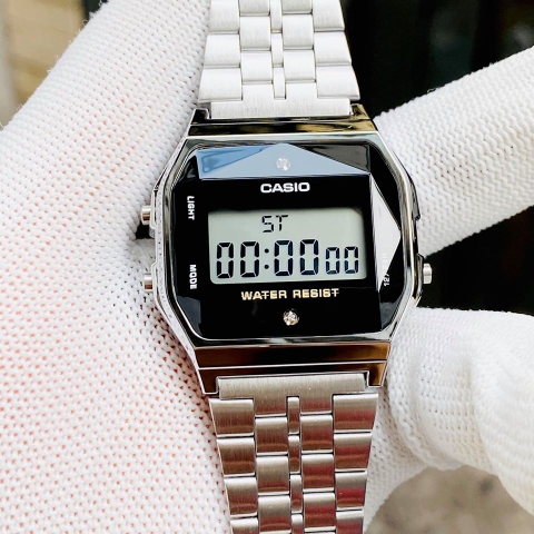 Casio Unisex A159WAD-1DF Kim Cương Tự Nhiên | Made in Japan | Pin 7 Năm |  A159WAD-1