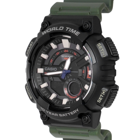 Casio Worldtime AEQ-110W-3A Pin 10 năm - Chống nước 100m bơi lội - Giờ thế giới