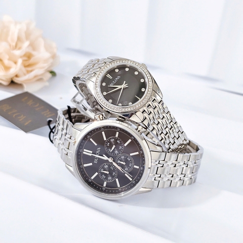 Đồng Hồ Cặp Đôi Bulova 96K107 và 96L317 Máy Quartz
