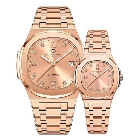Đồng Hồ Cặp Đôi Dây Thép Carnival 8160-VH-NN Sundust Rose Gold