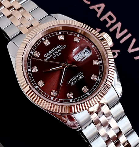 Đồng Hồ Cặp Đôi Dây Thép Carnival 8131-CH-N Chocolate Demi Rose Gold