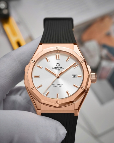 Đồng Hồ Nam Dây Cao Su Carnival 8168G-VH-DCS-T Automatic - Kính Sapphire - Size 42mm
