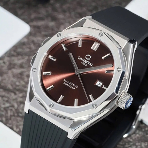 Đồng Hồ Nam Dây Cao Su Carnival 8168G-VT-DCS-N Automatic - Kính Sapphire - Size 42mm