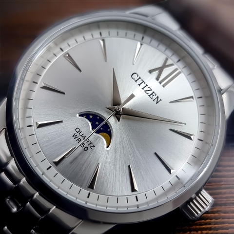 Đồng Hồ Nam Dây Thép Citizen Quartz AK5000-54A Moonphase - Size 42mm