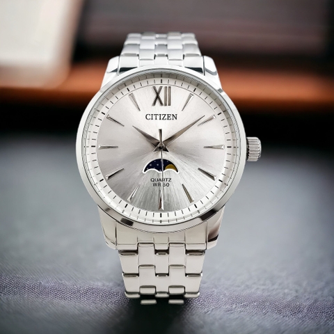 Đồng Hồ Nam Dây Thép Citizen Quartz AK5000-54A Moonphase - Size 42mm