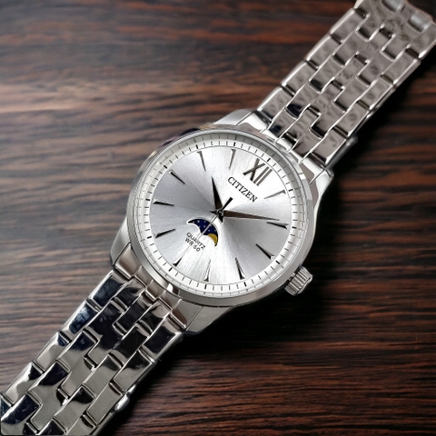 Đồng Hồ Nam Dây Thép Citizen Quartz AK5000-54A Moonphase - Size 42mm