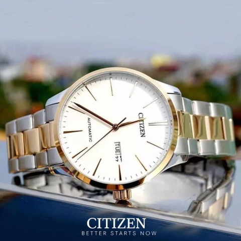 Đồng Hồ Nam Dây Thép Citizen Automatic NH8356-87A - Demi Gold - Size 40mm