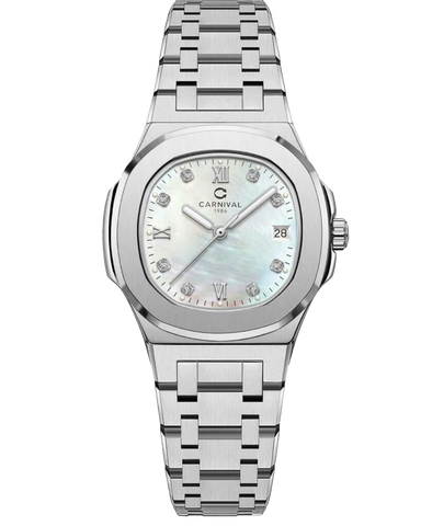 Đồng Hồ Nữ Dây Thép Carnival 8160L-VT Xà Cừ - Máy Quartz - Kính Sapphire - Size 34mm