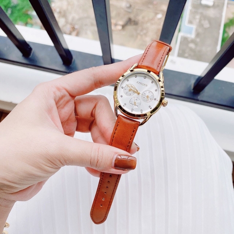 Đồng Hồ Nữ Dây Da Citizen Eco-Drive FD2052-07A - Size 38mm