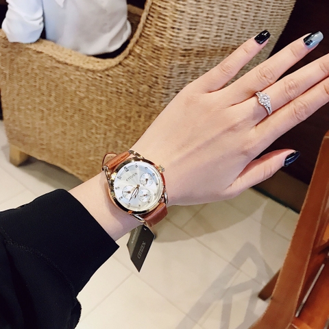 Đồng Hồ Nữ Dây Da Citizen Eco-Drive FD2052-07A - Size 38mm