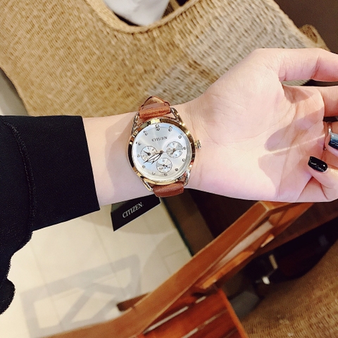 Đồng Hồ Nữ Dây Da Citizen Eco-Drive FD2052-07A - Size 38mm