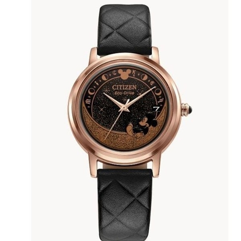 Đồng Hồ Nữ Dây Da Citizen Eco-Drive FE6098-08W Mickey Mouse - Size 35mm