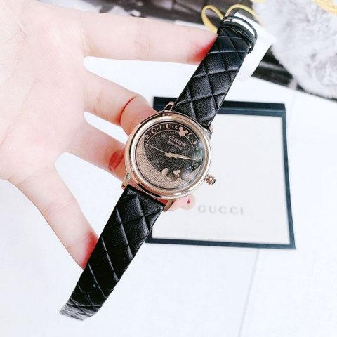 Đồng Hồ Nữ Dây Da Citizen Eco-Drive FE6098-08W Mickey Mouse - Size 35mm