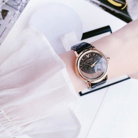 Đồng Hồ Nữ Dây Da Citizen Eco-Drive FE6098-08W Mickey Mouse - Size 35mm