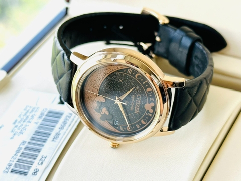 Đồng Hồ Nữ Dây Da Citizen Eco-Drive FE6098-08W Mickey Mouse - Size 35mm