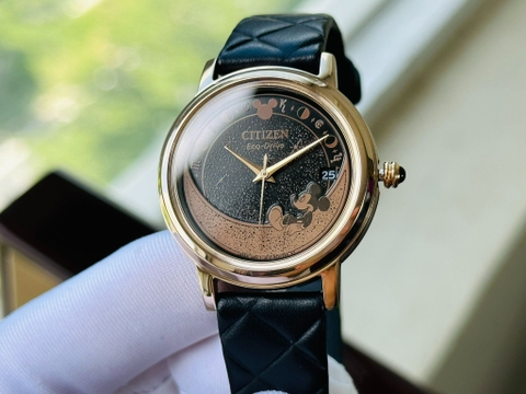 Đồng Hồ Nữ Dây Da Citizen Eco-Drive FE6098-08W Mickey Mouse - Size 35mm