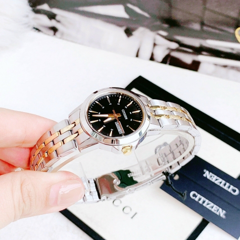 Đồng Hồ Nữ Dây Thép Citizen Quartz EQ0608-55E Demi Gold - Size 27mm