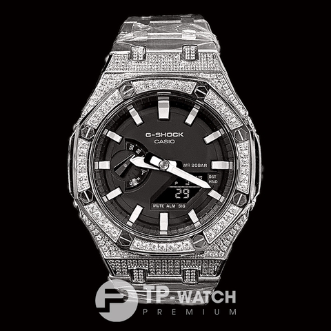 G-SHOCK GA-2100-1A AP CUSTOM DIAMOND x DÂY THÉP ROYAL OAK (SPECIAL)