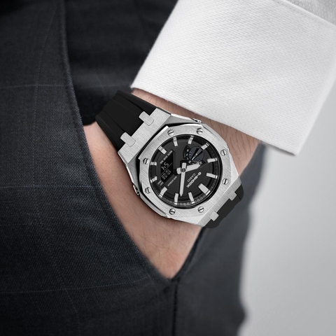 G-SHOCK GA-2100-1A AP CUSTOM SILVER x BLACK ROYAL OAK