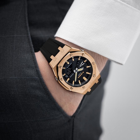 G-SHOCK GA-2100SU-1A AP CUSTOM ROSE GOLD x BLACK ROYAL OAK