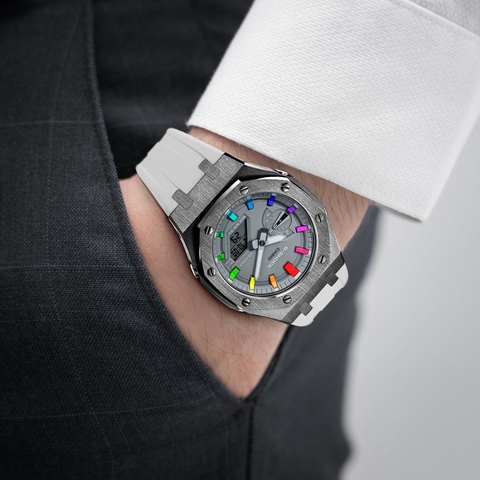 G-SHOCK GA-2110ET-8A AP CUSTOM GREY WHITE x RAINBOW ROYAL OAK (SPECIAL)