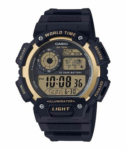 Casio Worldtime AE-1400WH-9A Pin 10 năm - Chống nước 100m bơi lội - Giờ thế giới