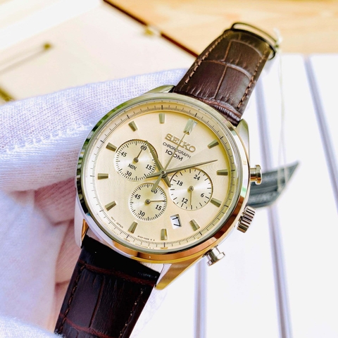 Đồng Hồ Nam Dây Da SEIKO Quartz SSB293P1 | Kính Hardlex