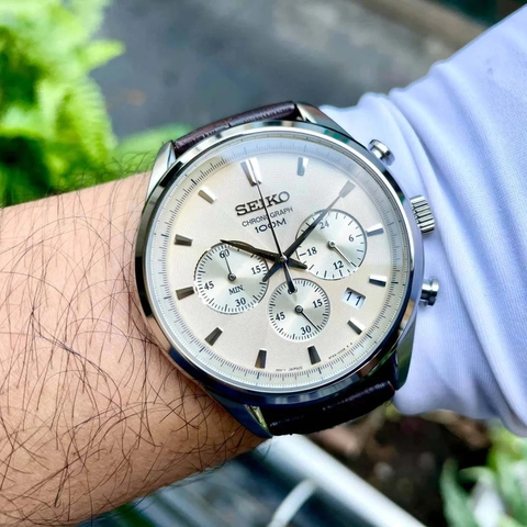 Đồng Hồ Nam Dây Da SEIKO Quartz SSB293P1 | Kính Hardlex