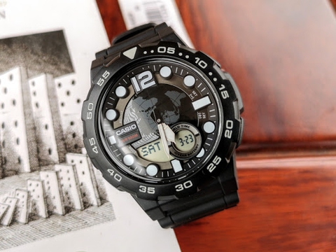 CASIO WORLDTIME AEQ-100W-1A  | PIN 10 NĂM | AEQ-100W-1AVDF